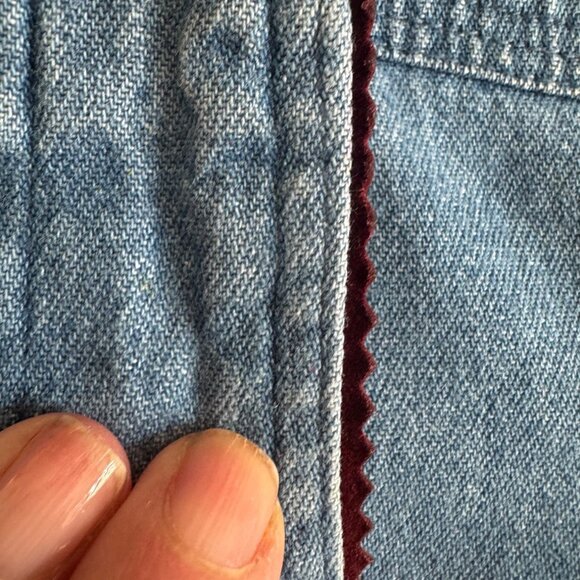 Cambridge Vintage 90s Denim Shirt Western Silver Boot Button Suede Trim Cowgirl - Picture 10 of 10